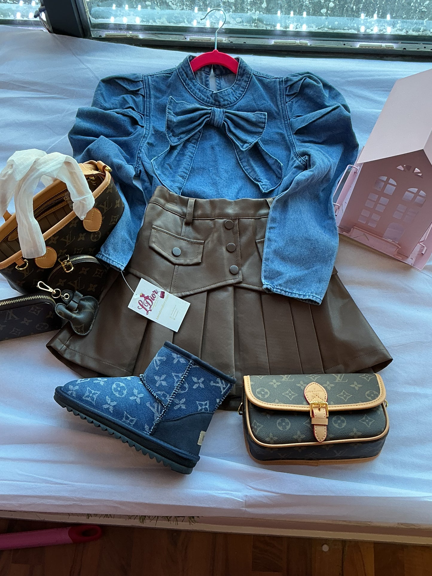 Cute In Denim Bow Set